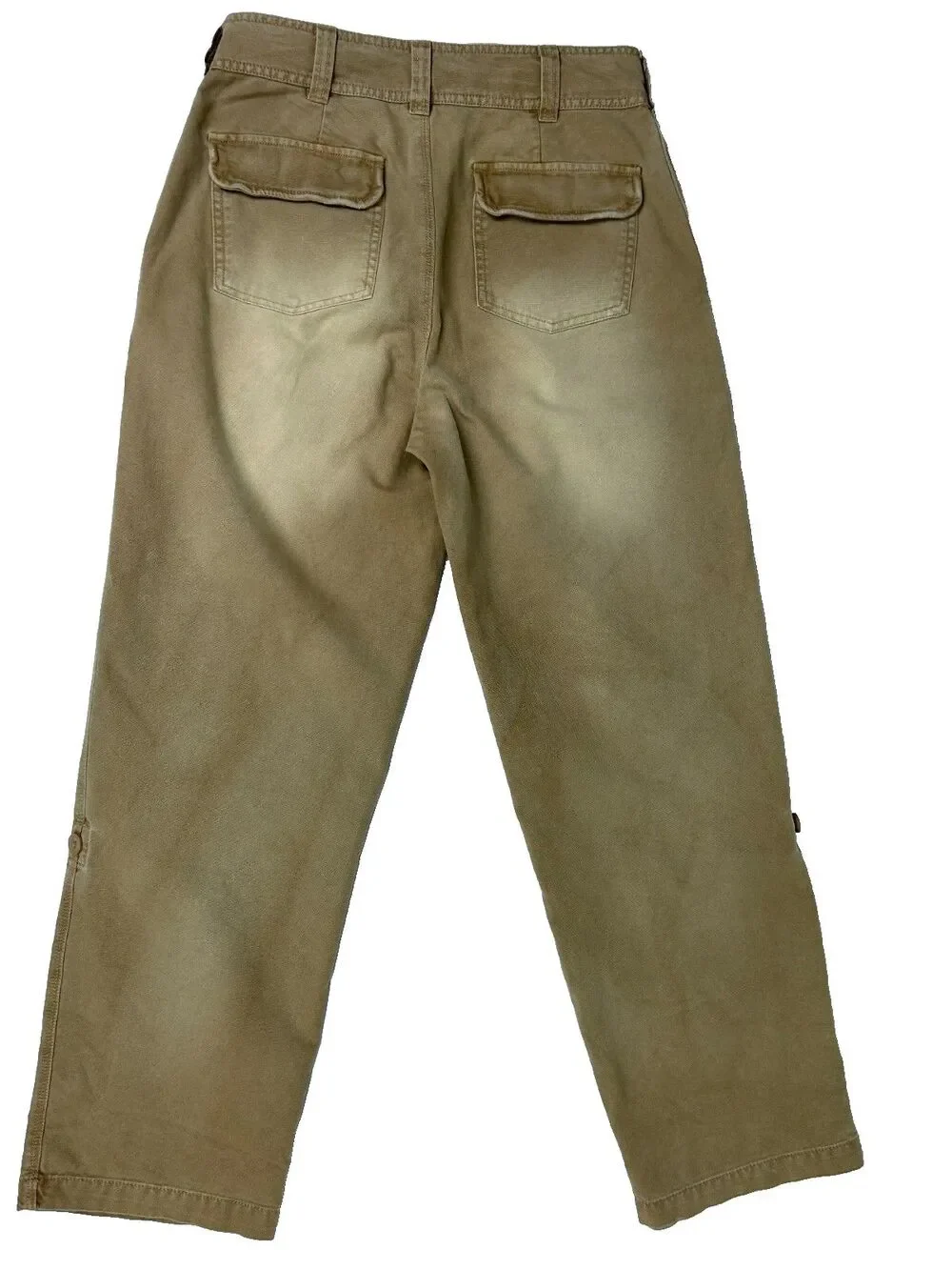 Free People Cleo Washed Chino Pants Straight Leg Tan Khaki Cargo Roll Cotton 4